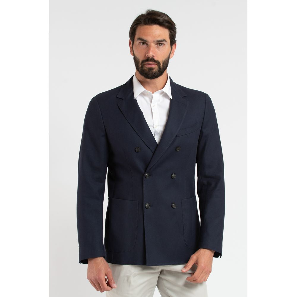 Elegant Blue Virgin Wool Two-Button Blazer