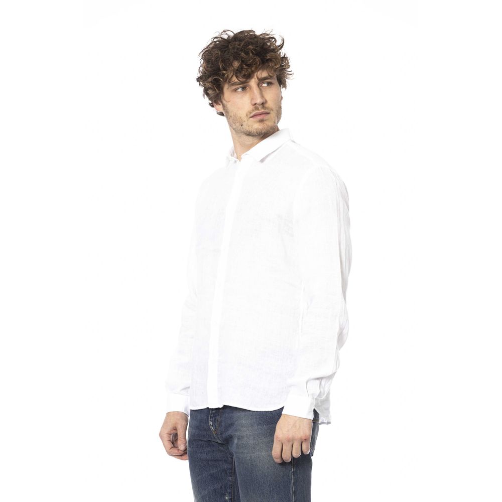 Elegant White Linen Italian Shirt