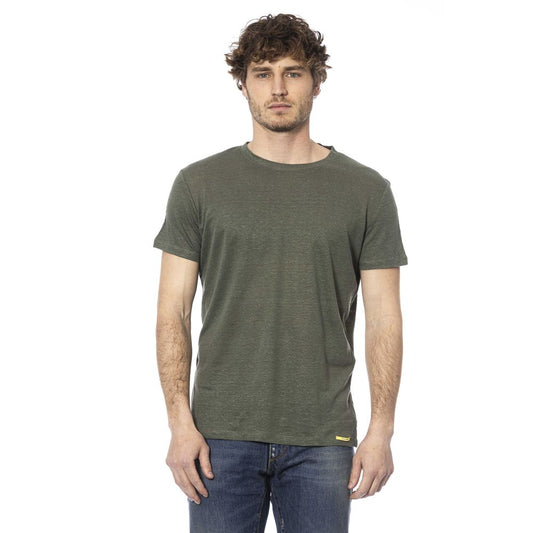 Elegant Green Crew Neck Cotton Tee