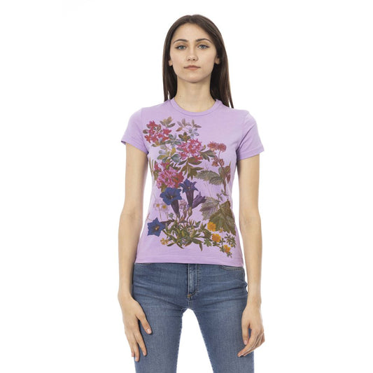 Elegant Purple Cotton Blend Tee