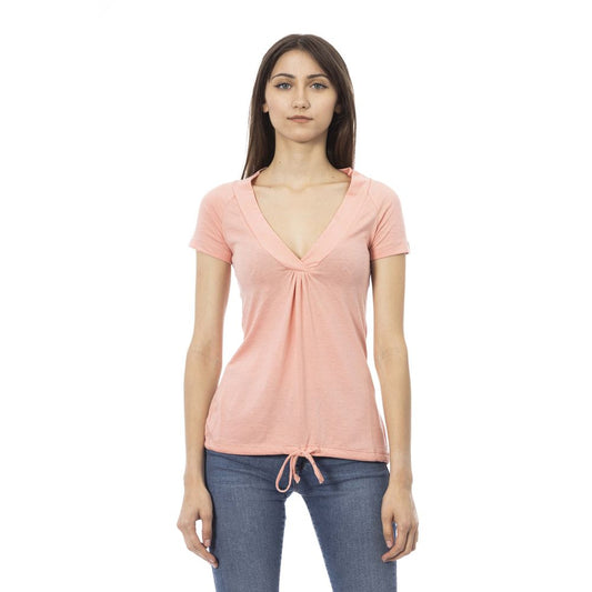 Elegant Pink Short Sleeve Tee with Chic Print