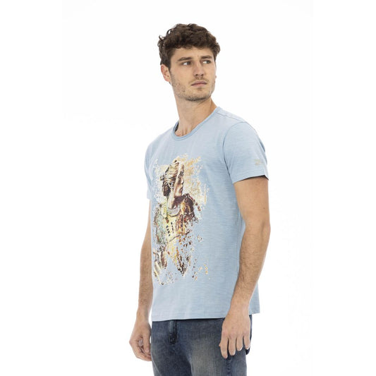 Elegant Light Blue Cotton Tee for Men