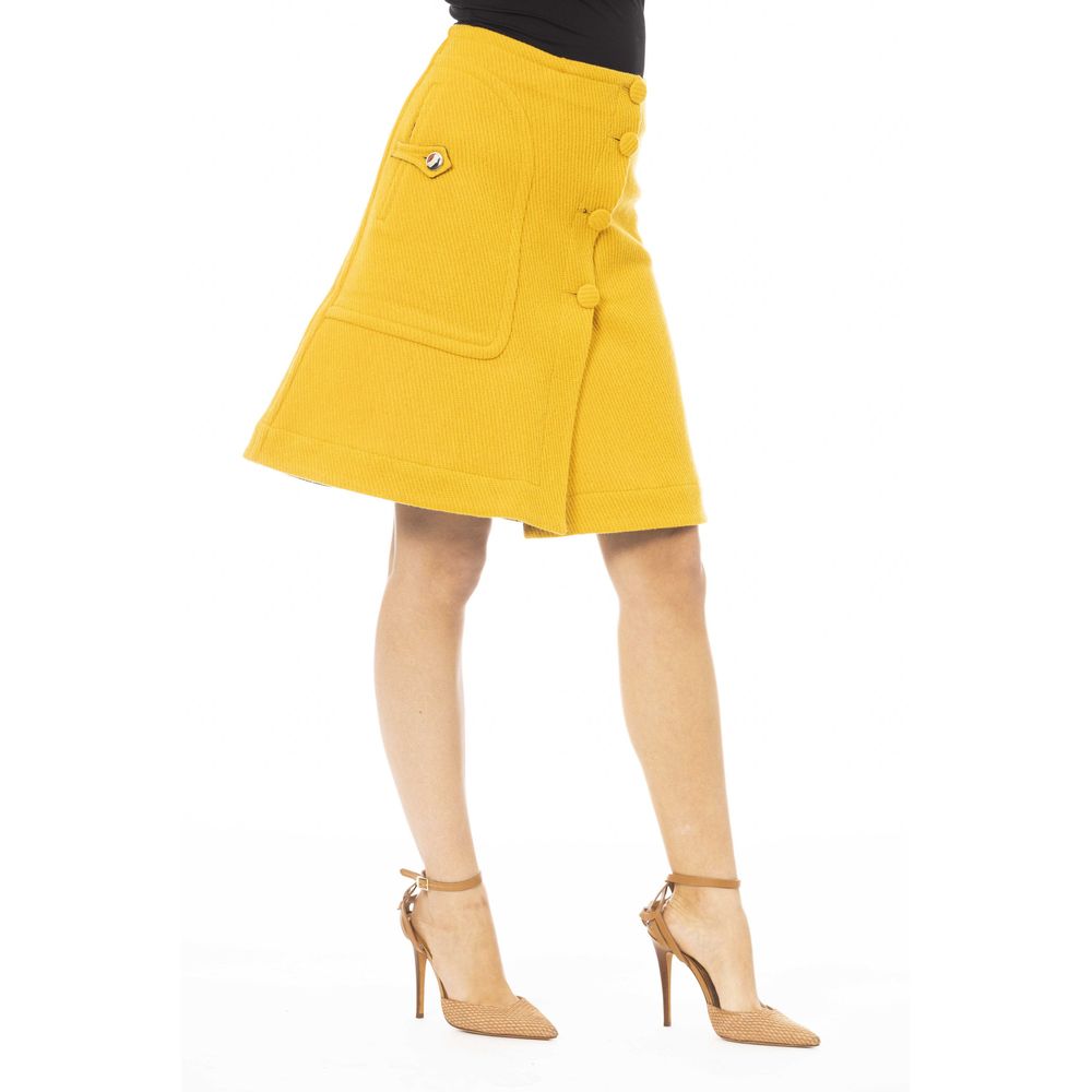 Elegant Yellow Wool-Blend Skirt