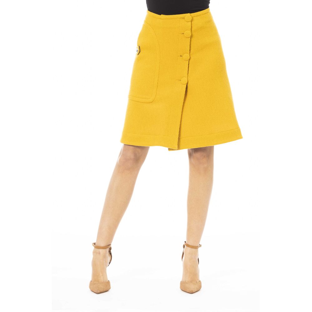 Elegant Yellow Wool-Blend Skirt