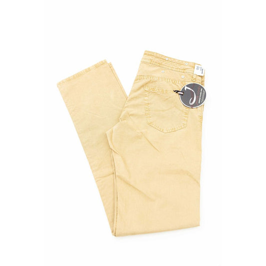 Elegant Beige Cotton Blend Jeans