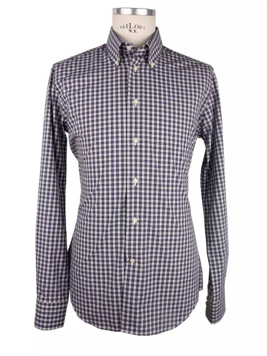 Elegant Milano Square-Patterned Cotton Shirt