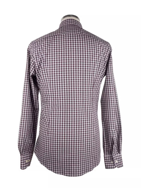 Elegant Red Checkered Milano Cotton Shirt