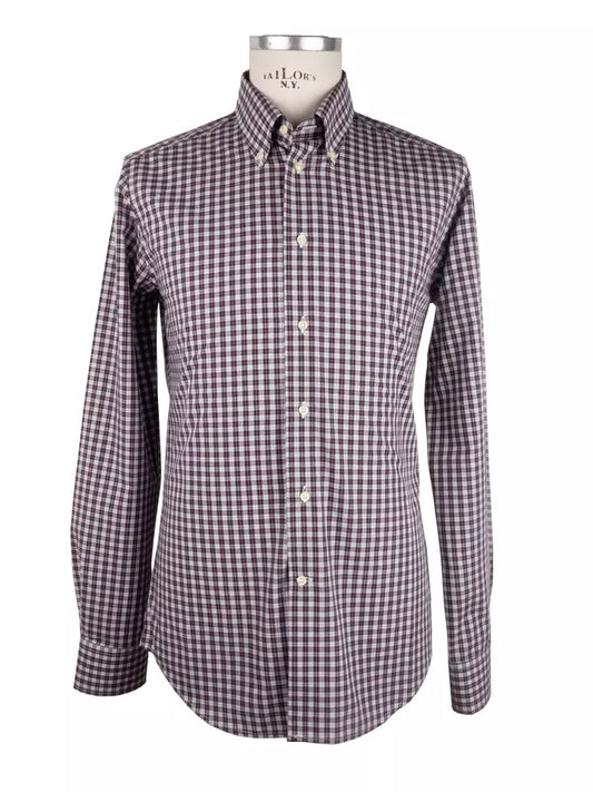 Elegant Red Checkered Milano Cotton Shirt