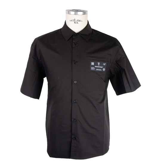 Elegant Black Cotton Button-Up Shirt