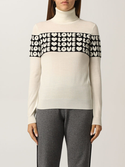 Chic Contrast Logo Turtleneck Sweater