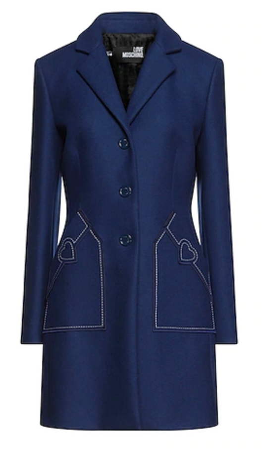 Elegant Embroidered Heart Wool Coat