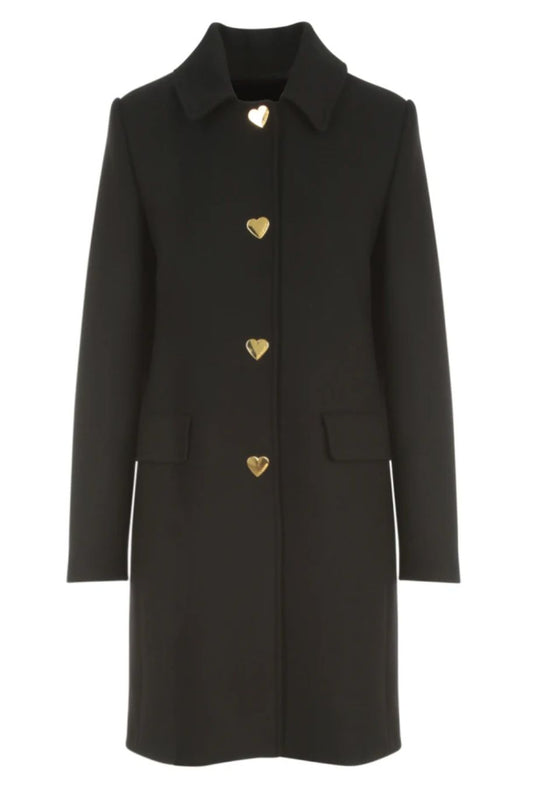 Elegant Wool Blend Coat with Heart Buttons