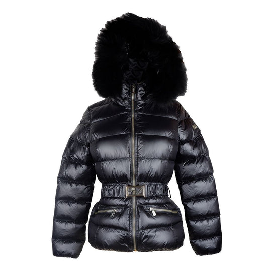 Elegant Black Nylon Jacket with Murmasky Fur