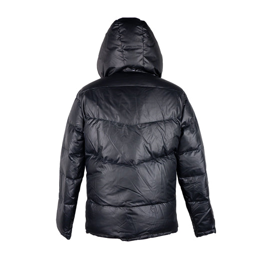 Elegant Black Padded Jacket with Removable Hood