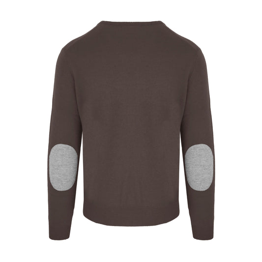 Elegant Brown Cashmere-Wool Blend Sweater