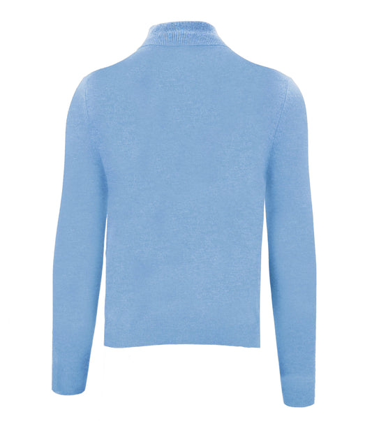 Elegant Ice Blue Cashmere High Collar Sweater