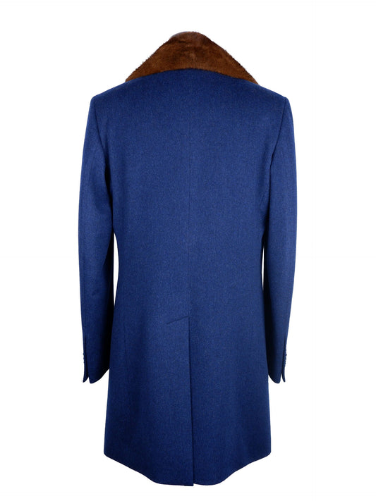 Elegant Virgin Wool Coat with Mink Fur