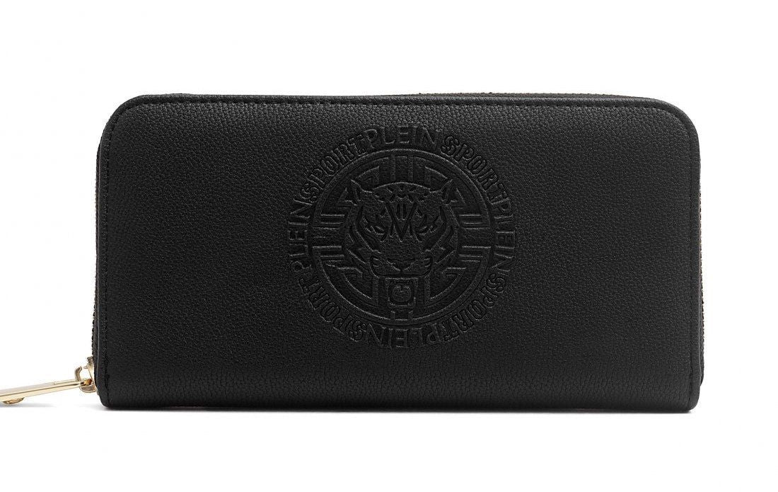 Sleek Black Zip Wallet with Logo