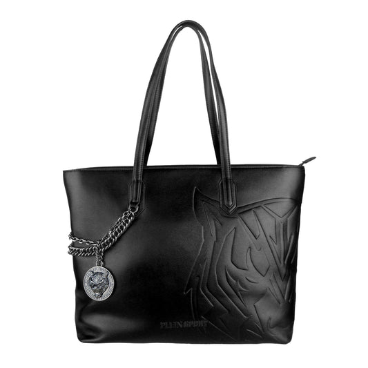 Chic Black Eco-Leather Shopper Tote