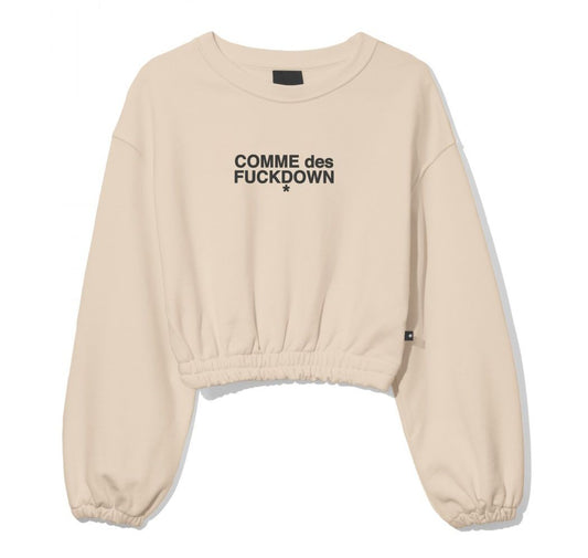 Beige Logo Cotton Crewneck Sweater