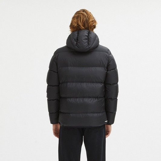 Sleek Black Goose Down Hooded Jacket