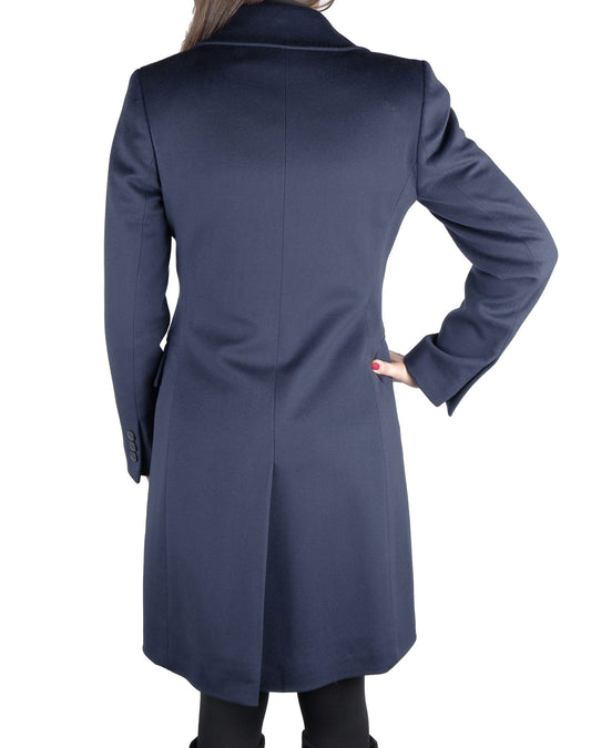 Elegant Blue Virgin Wool Coat