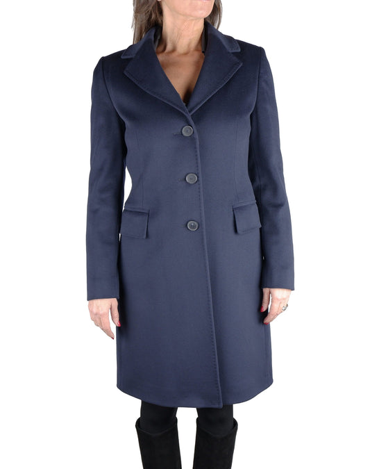 Elegant Blue Virgin Wool Coat