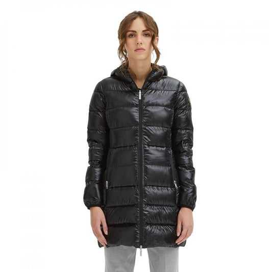 Sleek Nylon Down Jacket with Hood