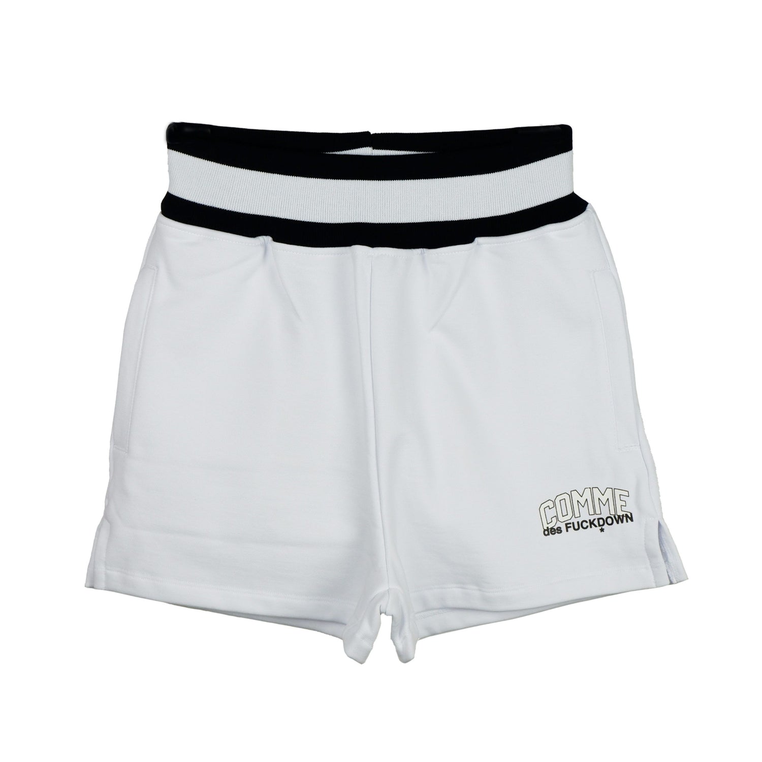 Chic White Stretch Shorts with Logo Print