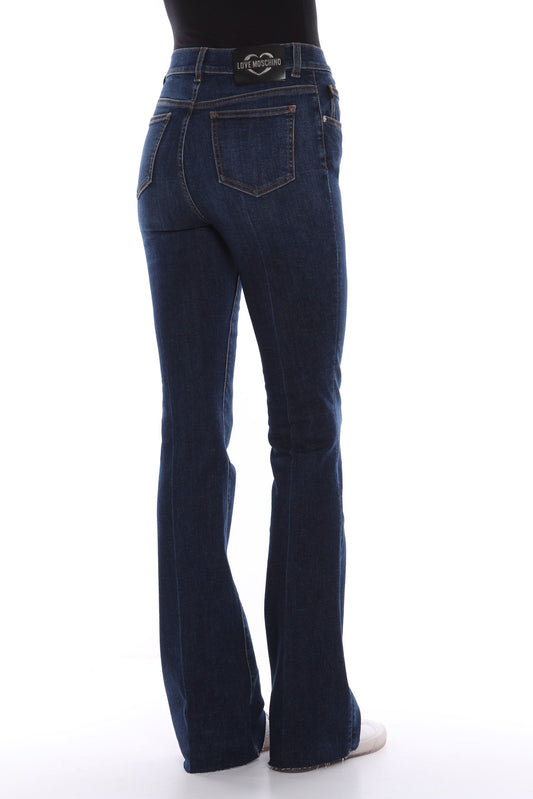 Elegant Dark Blue Bell-Bottom Jeans