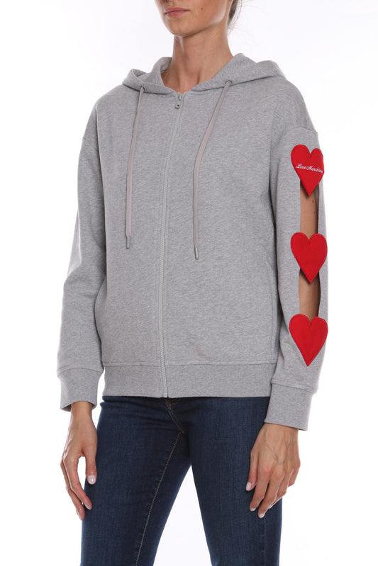 Chic Embroidered Heart Cotton Hoodie