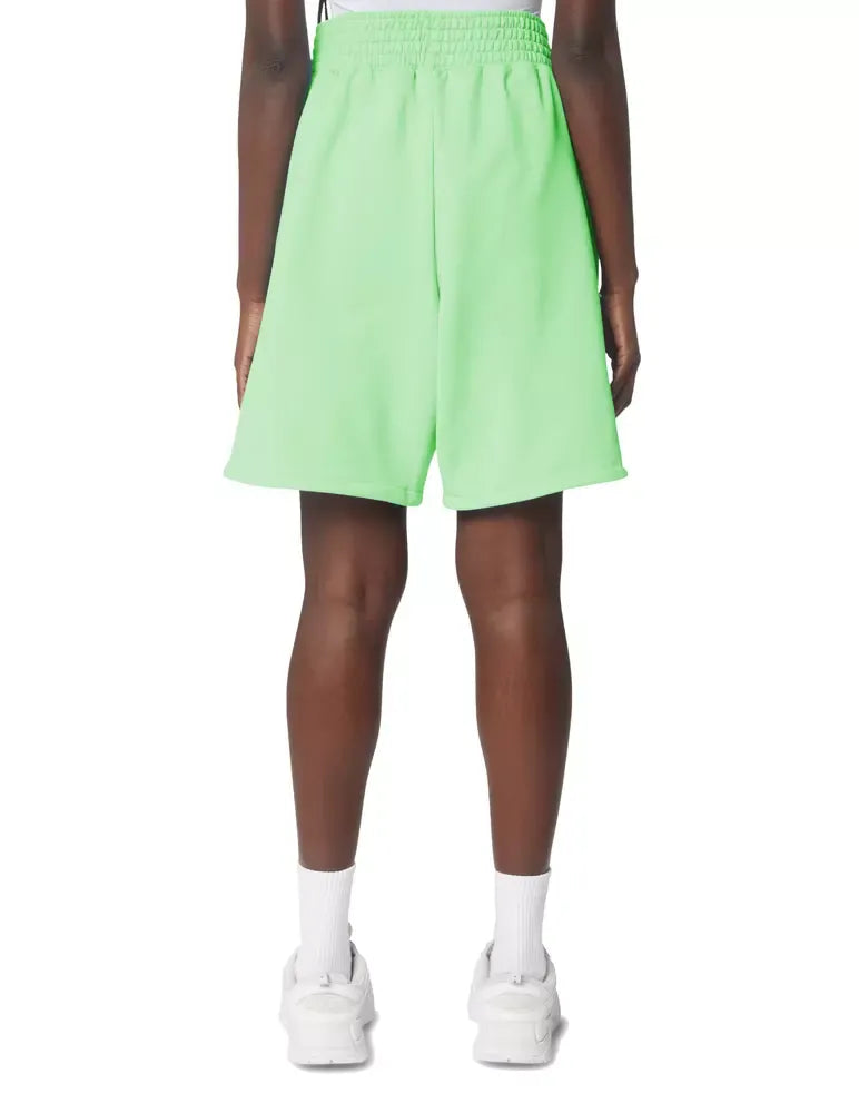 Chic Green Cotton Bermuda Shorts with Logo