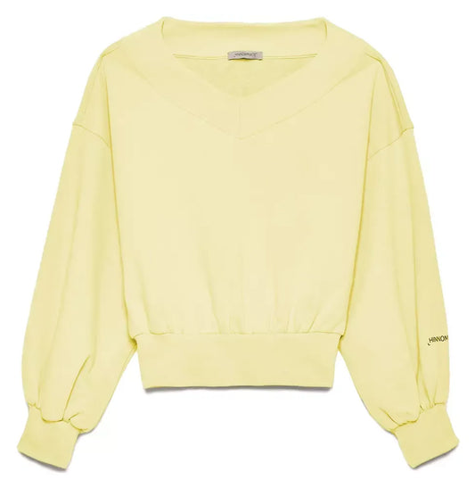 Chic Yellow V-Neck Cotton Sweatshirt