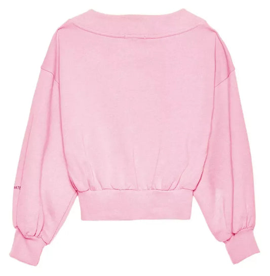 Chic Pink V-Neck Cotton Sweatshirt