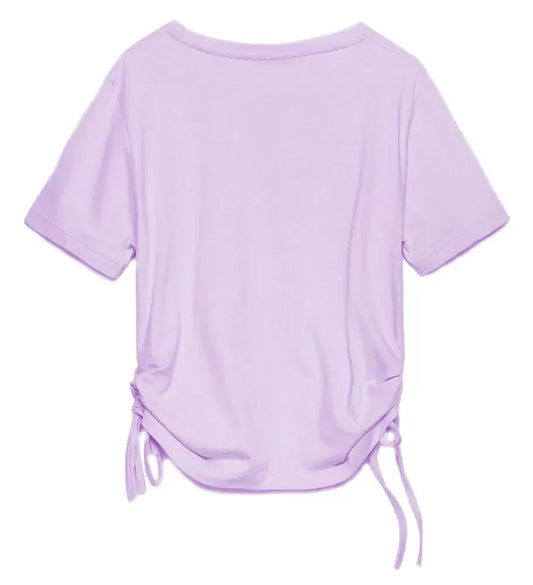 Elegant Gathered Jersey T-Shirt with Laces