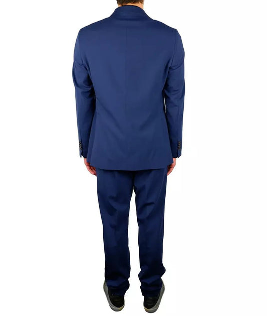 Elegant Blue Wool Blend Two-Piece Suit