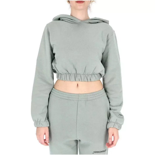 Chic Cropped Hooded Cotton Sweatshirt