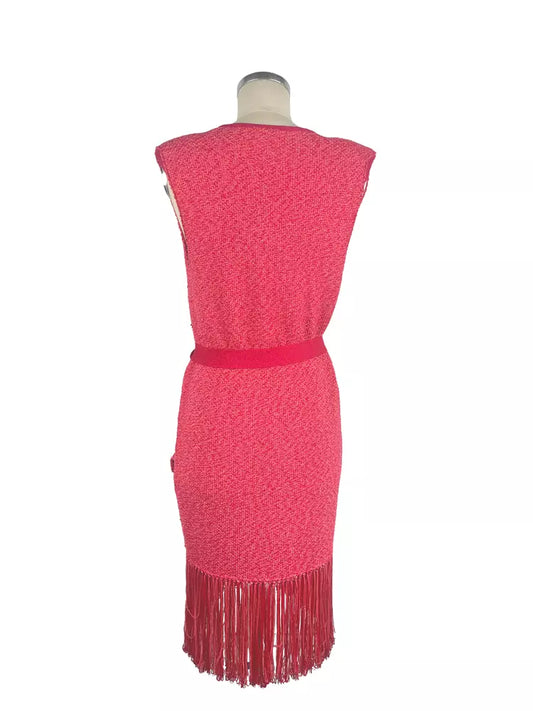 Fuchsia Sleeveless V-Neck Cardigan