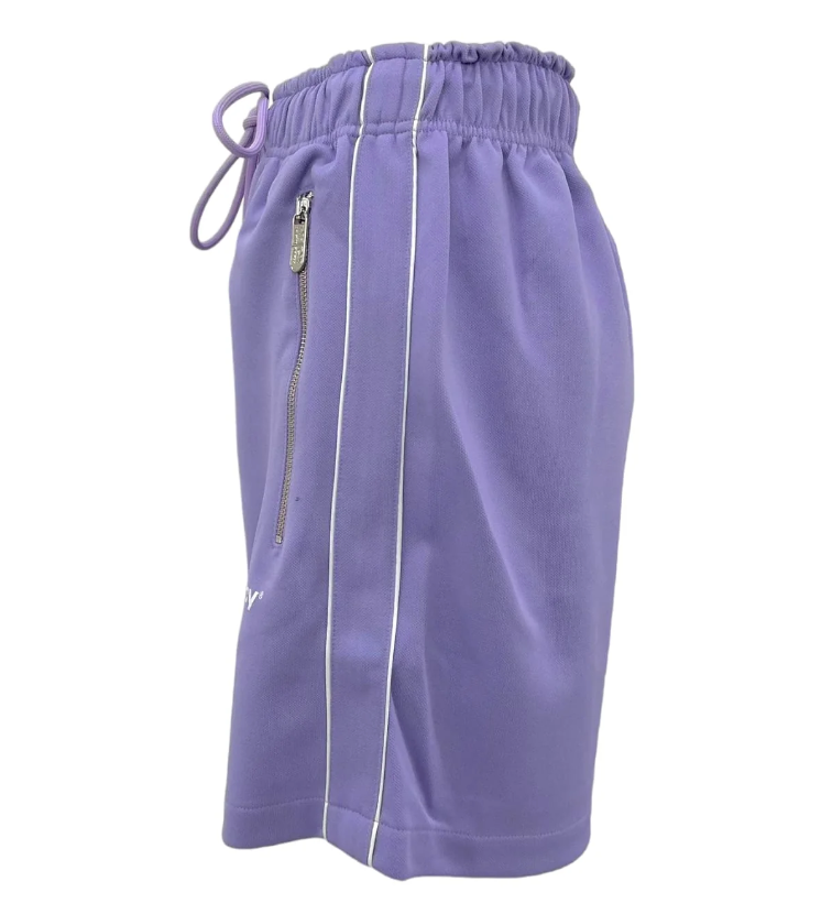 Chic Purple Bermuda Shorts with Side Stripes