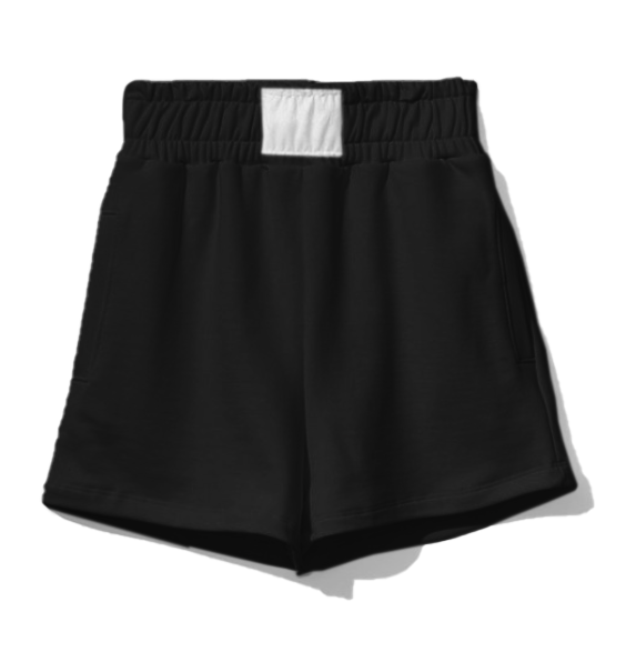 Chic Stretch Cotton Shorts with Logo Accents