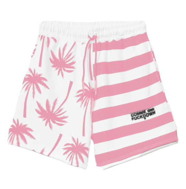 Chic Pink Striped Drawstring Shorts