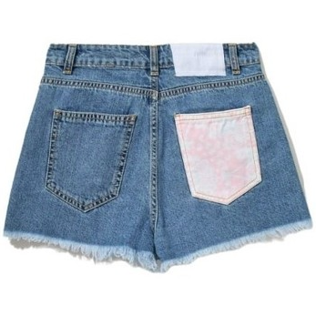 Edgy Denim Shorts with Abstract Print