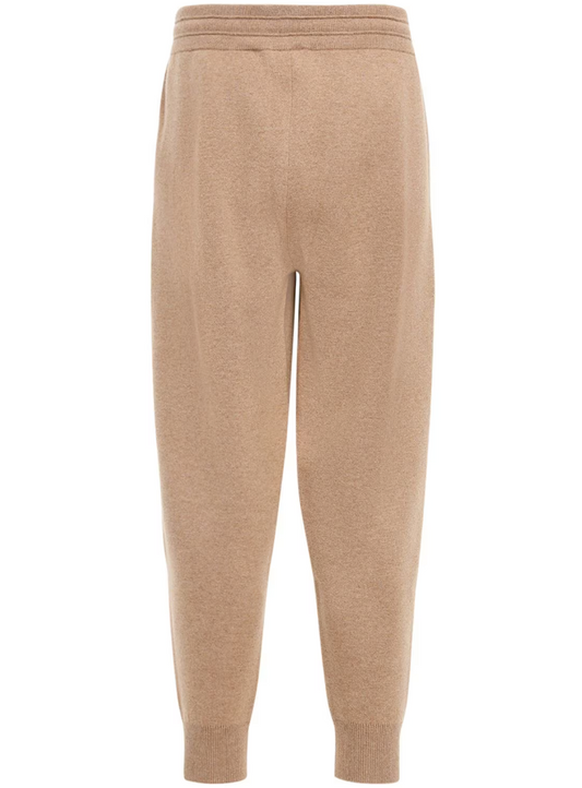 Elegant Camel Monogram Cashmere Sport Pants