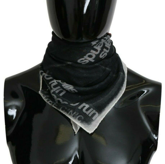 Dark Gray Wool Foulard Branded Scarf