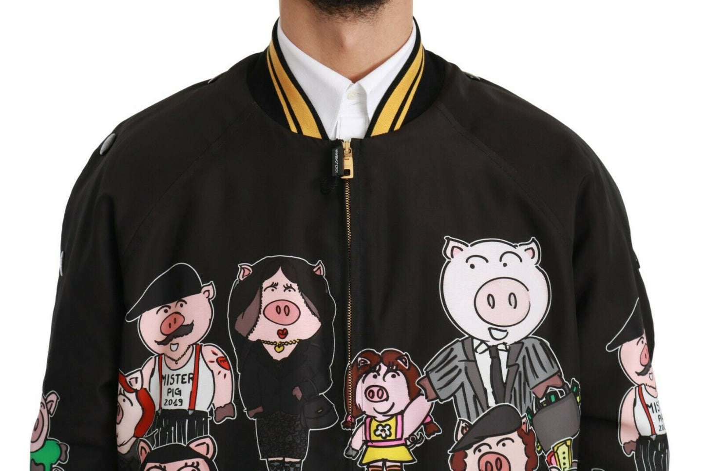 Black YEAR OF THE PIG Bomber Jacket