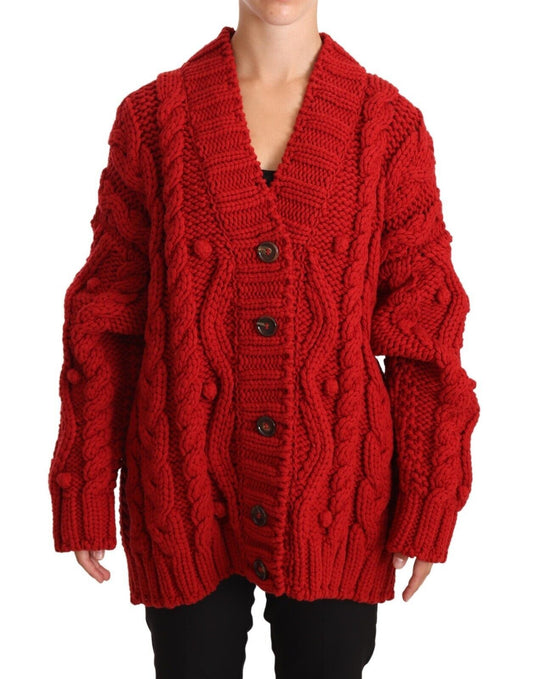 Ravishing Red Virgin Wool Cardigan