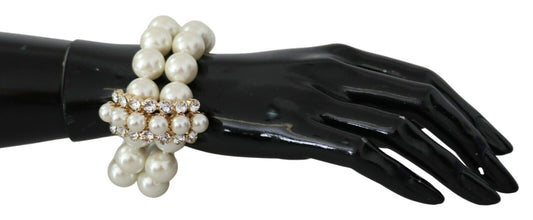 Elegant Faux-Pearl Crystal Bracelet