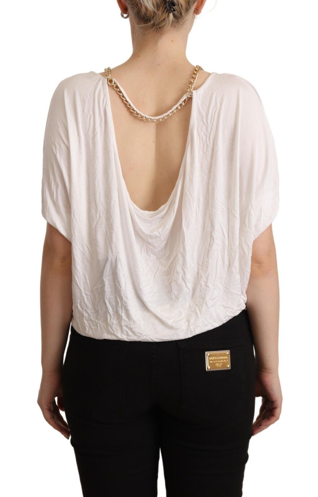 White Short Sleeves Gold Chain T-shirt Top