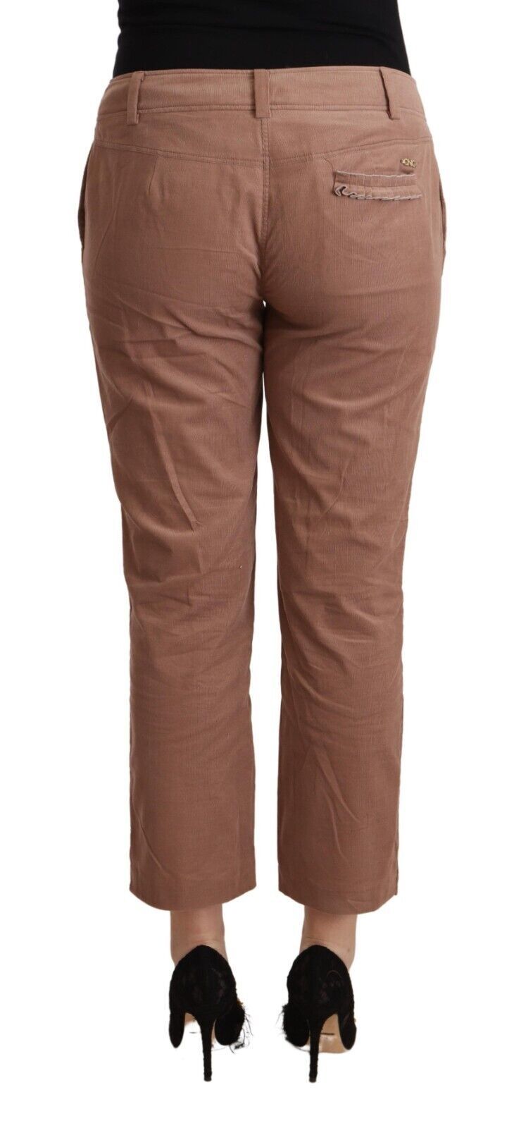 Brown Cotton Tapered Cropped Pants