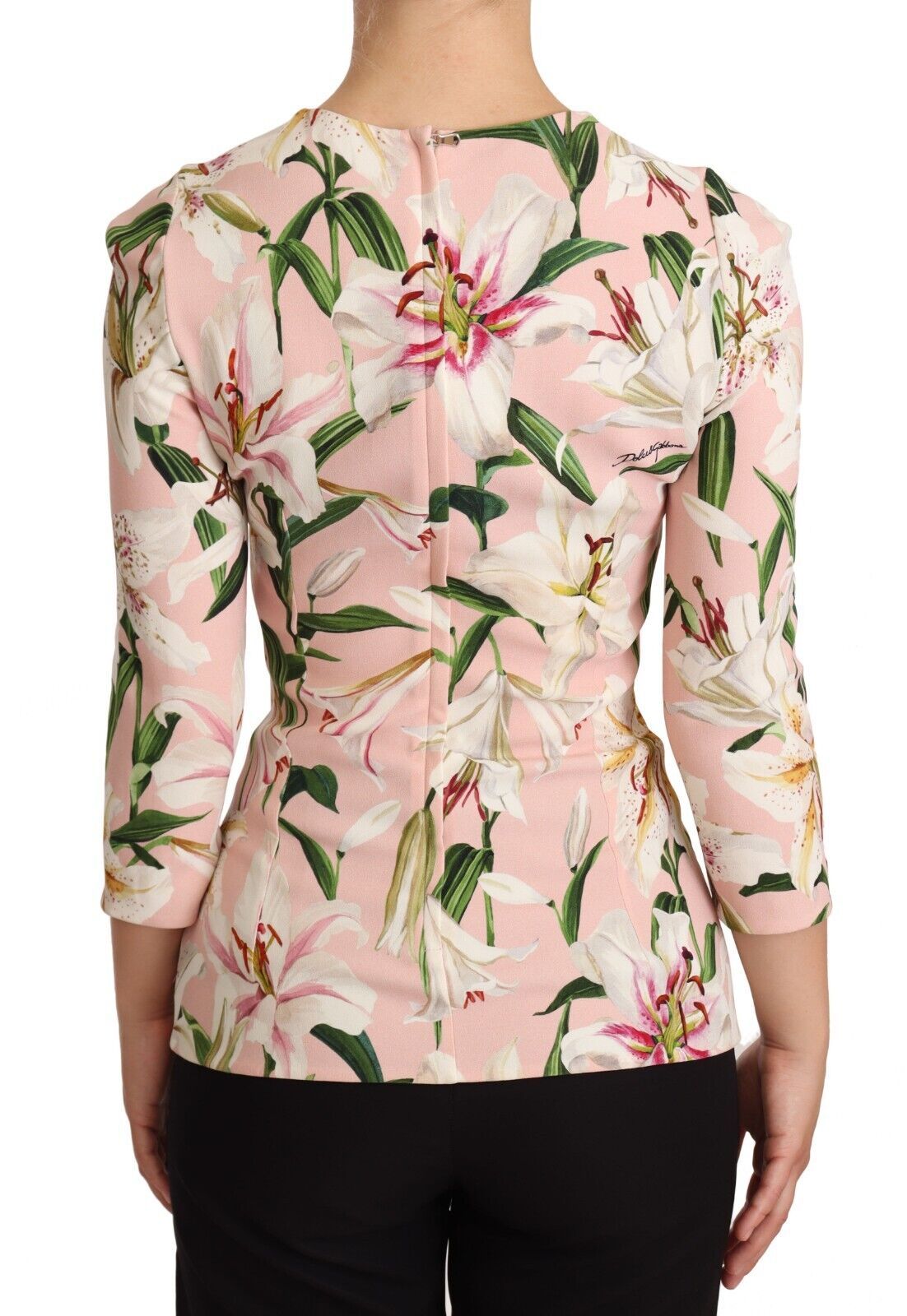 Pastel Pink Lily Print Fitted Blouse